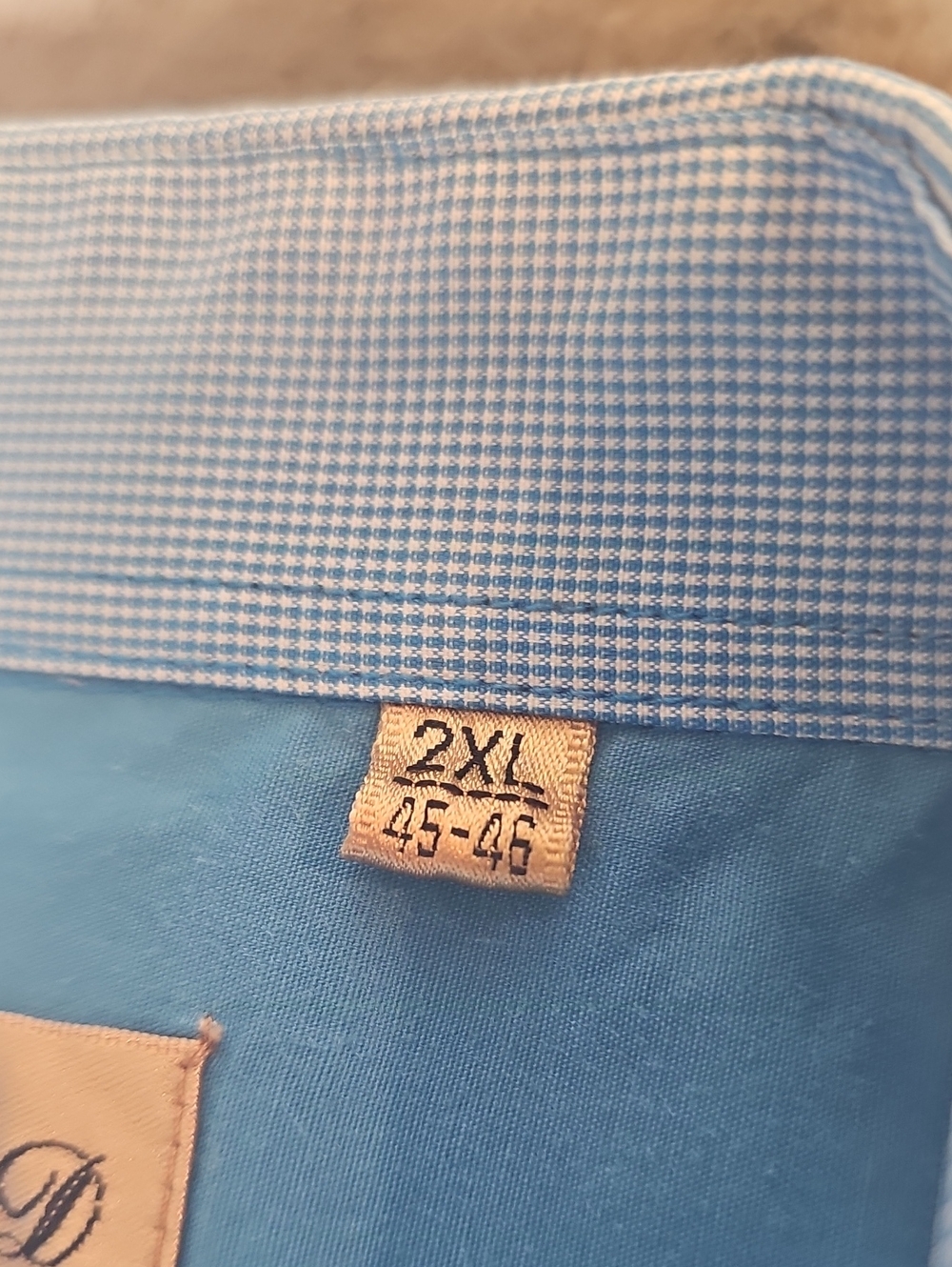 Vintage 70s Mister D Men's 2XL Blue Contrast Collar Disco Mod Shirt 45-46 - Picture 4 of 9